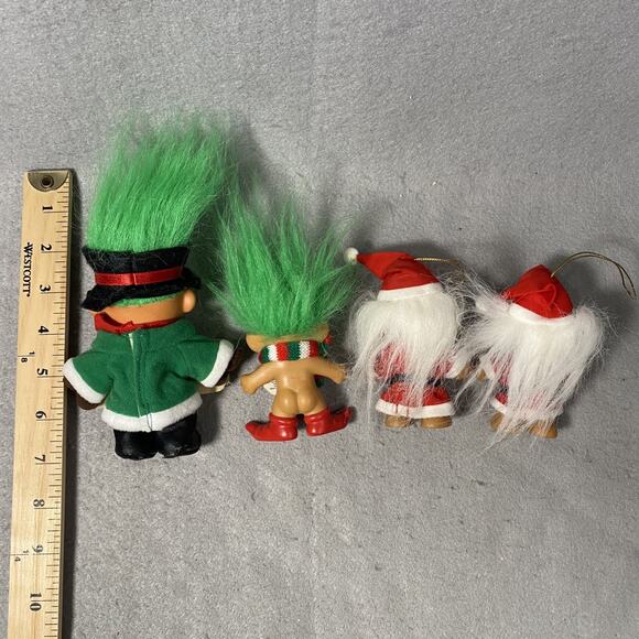 Lot of 10 Holiday Christmas Troll Doll Ornament Pencil Topper Toy Vintage - Picture 6 of 7